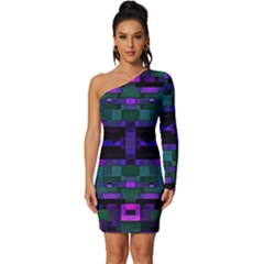 Abstract Pattern Desktop Wallpaper Long Sleeve One Shoulder Mini Dress by Hannah976