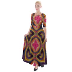 Kaleidoscope Art Pattern Ornament Half Sleeves Maxi Dress