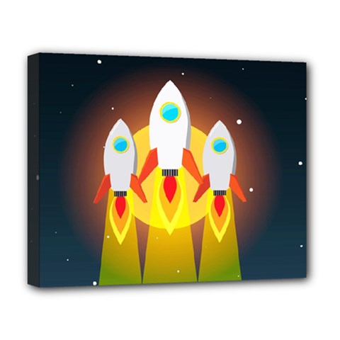 Rocket Take Off Missiles Cosmos Deluxe Canvas 20  X 16  (stretched) by Sarkoni