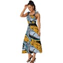 Astronaut Planet Space Science Tie-Strap Tiered Midi Chiffon Dress View2