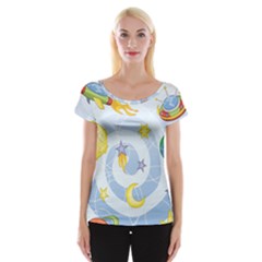 Science Fiction Outer Space Cap Sleeve Top by Sarkoni