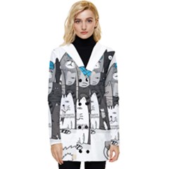 Cute Cat Hand Drawn Cartoon Style Button Up Hooded Coat  by Grandong