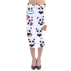 Playing Pandas Cartoons Velvet Midi Pencil Skirt by Apen