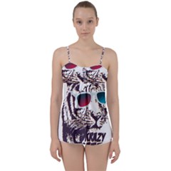 Krazy Katz 3d Tiger Roar Animal Babydoll Tankini Top