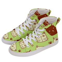 Cute Hand Drawn Cat Seamless Pattern Men s Hi-top Skate Sneakers by Bedest