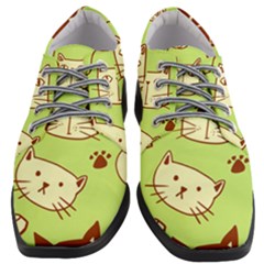 Cute Hand Drawn Cat Seamless Pattern Women Heeled Oxford Shoes by Bedest