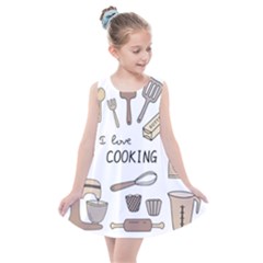 I Love Cooking Baking Utensils Knife Kids  Summer Dress by Apen