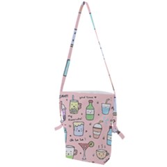 Drink Cocktail Doodle Coffee Folding Shoulder Bag by Apen