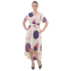 Fruits Halves Pattern Design Front Wrap High Low Dress by Apen