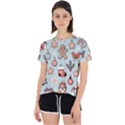 Christmas Cartoon Pattern Open Back Sport T-Shirt View1