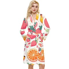 Fruit Sweet Pattern Long Sleeve Velvet Robe by Ravend