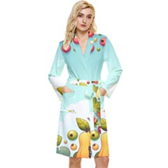 Fruits Sweet Papaya Orange Pattern Long Sleeve Velvet Robe by Ravend