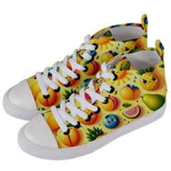 Fruits Fresh Sweet Pattern Women s Mid-top Canvas Sneakers by Ravend