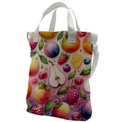 Fruits Apple Strawberry Raspberry Canvas Messenger Bag by Ravend