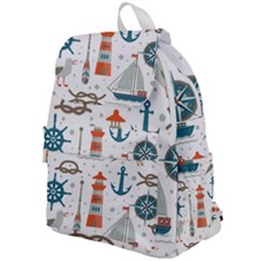 Nautical Elements Pattern Background Top Flap Backpack by Grandong