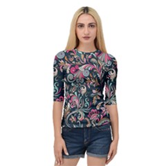 Coorful Flowers Pattern Floral Patterns Quarter Sleeve Raglan T-shirt