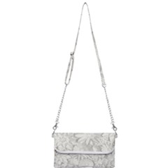 Damask, Desenho, Flowers, Gris Mini Crossbody Handbag