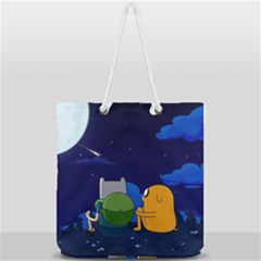 Adventure Time Jake And Finn Night Full Print Rope Handle Tote (large) by Sarkoni