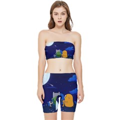 Adventure Time Jake And Finn Night Stretch Shorts And Tube Top Set by Sarkoni