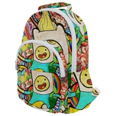 Painting Illustration Adventure Time Psychedelic Art Rounded Multi Pocket Backpack by Sarkoni