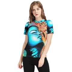 Color Detail Dream Fantasy Neon Psychedelic Teaser Women s Short Sleeve Rash Guard