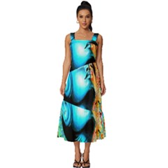 Color Detail Dream Fantasy Neon Psychedelic Teaser Square Neckline Tiered Midi Dress by Sarkoni