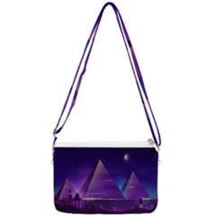 Egyptian Pyramids Night Landscape Cartoon Double Gusset Crossbody Bag by Bedest