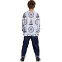 Marine Nautical Seamless Pattern With Vintage Lighthouse Wheel Kids  Crewneck Sweatshirt View4