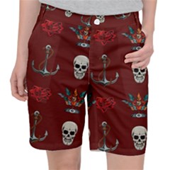 Tattoo Old School Background Pattern Women s Pocket Shorts by Bedest