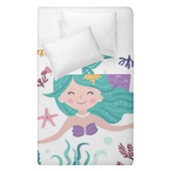 Set Cute Mermaid Seaweeds Marine In Habitants Duvet Cover Double Side (single Size) by Bedest