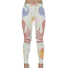 Underwater Seamless Pattern Light Background Funny Classic Yoga Leggings by Bedest