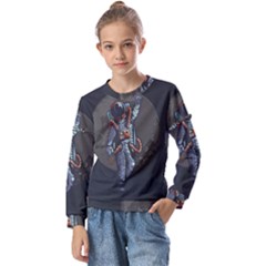 Illustration Drunk Astronaut Kids  Long Sleeve T-shirt With Frill 