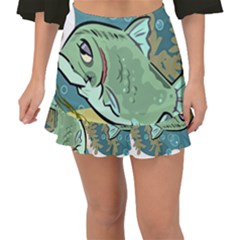 Fish Hook Worm Bait Water Hobby Fishtail Mini Chiffon Skirt by Sarkoni