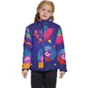 Cartoon Funny Aliens With Ufo Duck Starry Sky Set Kids  Puffer Bubble Jacket Coat View1