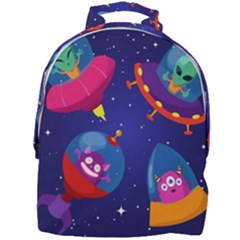 Cartoon Funny Aliens With Ufo Duck Starry Sky Set Mini Full Print Backpack by Ndabl3x