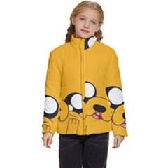 Adventure Time Cartoon Face Funny Happy Toon Kids  Puffer Bubble Jacket Coat by Bedest