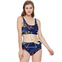 Trippy Kit Rick And Morty Galaxy Pink Floyd Frilly Bikini Set View1