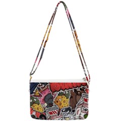 Stickerbomb Crazy Graffiti Graphite Monster Double Gusset Crossbody Bag by Bedest