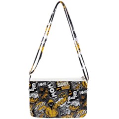 Boom Bang Art Crazy Drawing Graffiti Hello Retro Sayings Yellow Double Gusset Crossbody Bag by Bedest