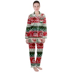 Ugly Sweater Merry Christmas  Women s Long Sleeve Satin Pajamas Set	 by artworkshop