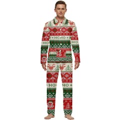 Ugly Sweater Merry Christmas  Men s Long Sleeve Velvet Pocket Pajamas Set by artworkshop