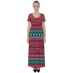 Merry Christmas  Pattern High Waist Short Sleeve Maxi Dress by artworkshop