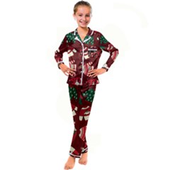 Ugly Sweater Wrapping Paper Kids  Satin Long Sleeve Pajamas Set by artworkshop