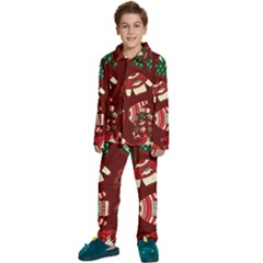 Ugly Sweater Wrapping Paper Kids  Long Sleeve Velvet Pajamas Set by artworkshop