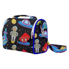 Seamless Pattern With Space Objects Ufo Rockets Aliens Hand Drawn Elements Space Satchel Shoulder Bag by Hannah976