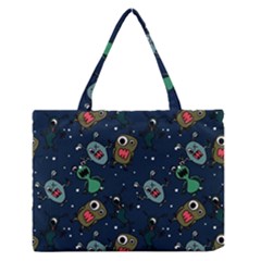 Monster Alien Pattern Seamless Background Zipper Medium Tote Bag by Hannah976