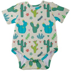 Cactus Succulents Floral Seamless Pattern Baby Short Sleeve Bodysuit