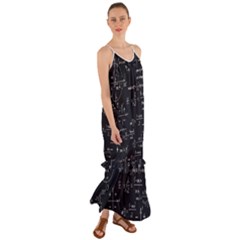 Mathematical Seamless Pattern With Geometric Shapes Formulas Cami Maxi Ruffle Chiffon Dress