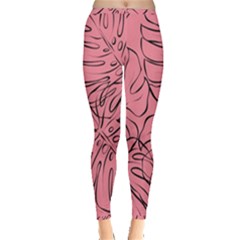 Pink Monstera Inside Out Leggings by ConteMonfrey