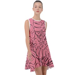 Pink Monstera Frill Swing Dress by ConteMonfrey